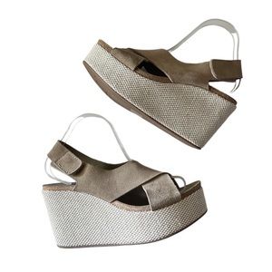 LAST PRICE DROP! Pedro Garcia Tan Suede Denia Wedge Sandals
